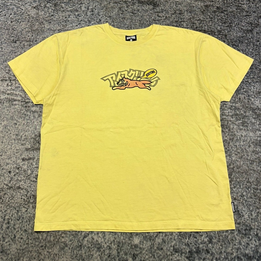 Billionaire Boys Club Ice Cream T Shirt Running Dog Size XXL Yellow Streetwear